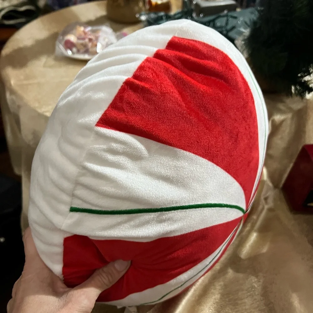 Peppermint Shaped Christmas Holiday Decorative Pillow NEW 12”